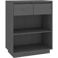 vidaXL Wandkast 60x34x75 cm massief grenenhout grijs