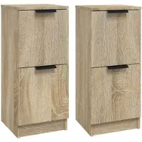 vidaXL Dressoirs 2 st 30x30x70 cm bewerkt hout sonoma eikenkleurig