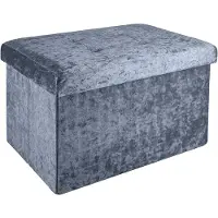 Intirilife opvouwbare bank 49x30x30 cm in fluweelgrijs kruk stoel met opbergruimte en deksel met fluwelen hoes opbergbox
