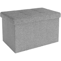 Intirilife opvouwbare bank 49x30x30 cm in grey kruk stoel poef met opbergruimte en bekleding van stof met verdiepingen