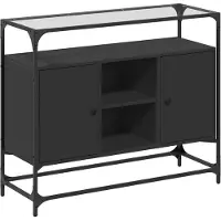 vidaXL Dressoir met glazen blad 98x35x81 cm bewerkt hout zwart