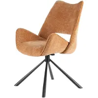 Lizzely Garden & Living SET DEAL: 6 stuks Eetkamerstoel draaibaar Kevin ribstof cognac