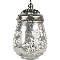 Clayre & Eef LED Lantaarn Ø 9x15 cm Zilverkleurig Glas Zilverkleurig