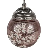 Clayre & Eef LED-lantaarn, diameter 11 cm, hoogte 15 cm, roze glas
