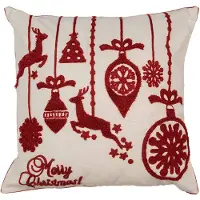 Clayre & Eef Kussenhoes 45x45 cm Wit Rood Polyester Vierkant Kerst Wit
