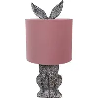Clayre & Eef Tafel lamp, konijn, Ø 20x43 cm, bruin, roze, polyresin