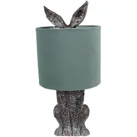 Clayre & Eef Tafellamp Konijn Ø 20x43 cm Bruin Groen Kunststof Bureaulamp Bruin Bureaulamp