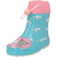 Beck Regenlaarzen 'Kätzchen' ecru / turquoise / grijs / rosa