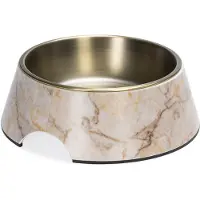 Designed By Lotte Meis Voerbak Hond - Drinkbak/Eetbak Hond - Hondenvoervak - Melamine/RVS - Beige - 700 ml