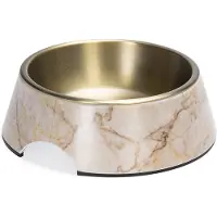 Designed By Lotte Meis Voerbak Hond - Drinkbak/Eetbak Hond - Hondenvoervak - Melamine/RVS - Beige - 350 ml