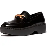 FitFlop F-luma chunky-snaffle box-leather d/wedge loafers