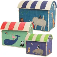 Rice Raffia Toy Storage 3-pack Animal - Speelgoedopbergers Bast Multi - BSHOU-3ZANI