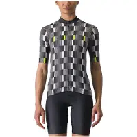 Castelli Dimensione Fietsjersey Zwart Wit Elektrisch Lime Dames, Maat XS