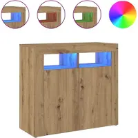 vidaXL Dressoir met LED 80x35x75 cm bewerkt hout artisanaal eiken