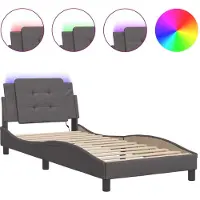 vidaXL Bedframe met LED zonder matras "Zadar" grijs 100x200 cm