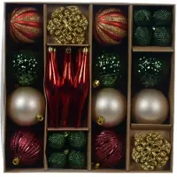 Décoris Kerstballen mixbox 46-delig | glanzend/mat/glitter | groen/rood/goud