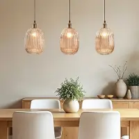 LumenXL Hanglamp Erin 3-lichts van geribbeld amber glas