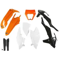 Ufo Ktm Exc/exc-f 2017-2019 With Headlight Ktkit523f-999w Fork Protectors & Plastic Set