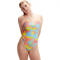 Speedo Allover Digital Vback Swimsuit Veelkleurig UK 30 Vrouw