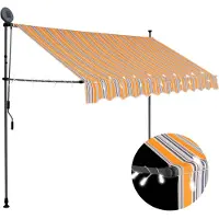 vidaXL Luifel handmatig uitschuifbaar met LED 250 cm geel en blauw