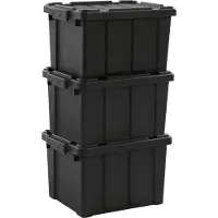 Iris Powerbox Robuust Opbergbox - 21L - Kunststof - Zwart - Set van 3