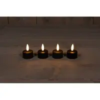 Anna's Collection Oplaadbare waxinelichtjes 3.8 x 5 cm | Zwart | 3D vlam | Uitbreiding | 4 stuks