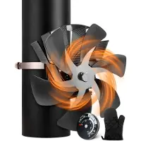 Vulpes goods - Kachelventilator voor Houtkachel - Haardventilator - Hangend - 6 bladen - Incl. Thermometer
