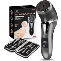 Beeperfect Elektrische Eeltverwijderaar met Stofzuigsysteem - Voetvijl - Eeltvijl - IPX7 Waterdicht - Gratis Pedicure set - Inclusief 6 Eeltschijven - Zwart