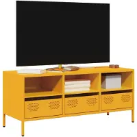 vidaXL Tv-meubel 101,5x39x43,5 cm koudgewalst staal mosterdgeel