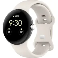 Strap-it Siliconen Classic smartwatch bandje geschikt voor Google Pixel Watch 5 (45 mm) / 4 (45 mm) / 3 (45 mm) - Zand wit