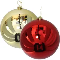 Gerimport Grote decoratie kerstballen - 2x st - goud en rood - D15 cm - kunststof - kerstversiering