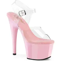 Pleaser - ADORE708 Sandaal met enkelband - US 6 - 36 Shoes - Transparant/Roze