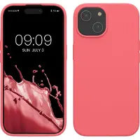 Kwmobile Case voor iPhone 15 - Slank TPU-Hoesje met Zachte Afwerking - In neon koraal