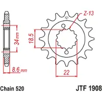 JT Sprockets 520 Ru Jtf1908.15rb Steel&rubber Front Sprocket Zilver 15t