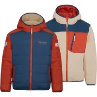 TROLLKIDS Winterjas 'Sandivka' beige / navy / roestrood / knalrood