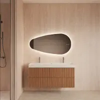 Gliss Design Spiegel thalia organisch 140x71 cm incl. Spiegelverwarming en indirect led-verlichting rondom