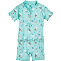 Playshoes UV-bescherming 'Einhornmeerkatze' bruin / mintgroen / wit