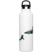 Fish Tank Great White Shark&diver Bottle 600ml Wit