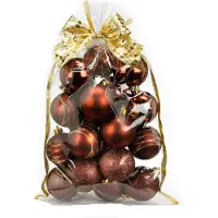 Inge-glas Inge Christmas Goods Kerstballen - 20x st - bruin - 6 cm - kunststof - in giftbag - kerstversiering