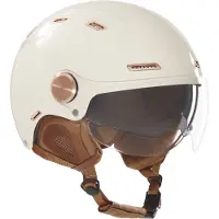 NOX Fiets helm - E-Bike helm - Fatbike fietshelm - Met kort helder vizier en ingebouwd zonnevizier - kleur: Creme - Maat L/XL (59 t/m 61 cm hoofdomtrek)