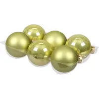 Othmar decorations Kerstballen - 6x st - salie groen - 8 cm - glas - mat/glans - kerstversiering