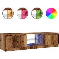 vidaXL Tv-meubel met LED 140x40x36 cm bewerkt hout oud houtkleurig