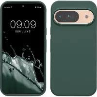 Kwmobile hoesje geschikt voor Google Pixel 9 / Pixel 9 Pro case - Siliconen telefoonhoesje - Telefoon beschermhoes - Smartphone cover in mosgroen