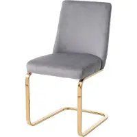 Merax set van 4 luxe fluwelen stoelen - Grijs met diamantvormig rugdesign en gouden metalen poten