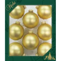 Krebs Kerstballen - 8x st - chiffon goud - 7 cm - glas - mat - kerstversiering - kerstboomversiering