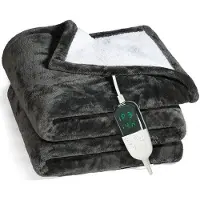 Quality Heating Elektrische omslagdeken 1 persoons 180x150 cm - Fleece - Black -