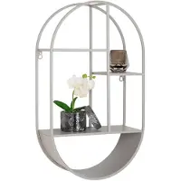 Nest of Nora Wandplank ovaal staal 35x15x60 cm - Grijs