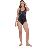 Speedo Placement Powerback Swimsuit Zwart UK 30 Vrouw
