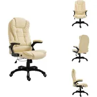 vidaXL Kantoelstoel, crème kleur, kunstleer - Kantoelstoelen