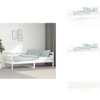 vidaXL Dagbed, wit, massief hout, grenen, 90x200 cm - Bedden & Bedframes